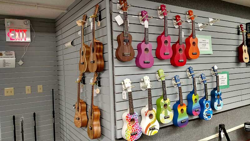 Guitars on wall