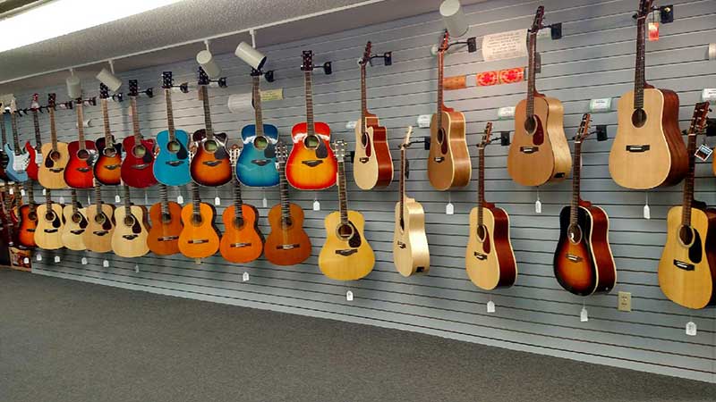 Guitars on wall