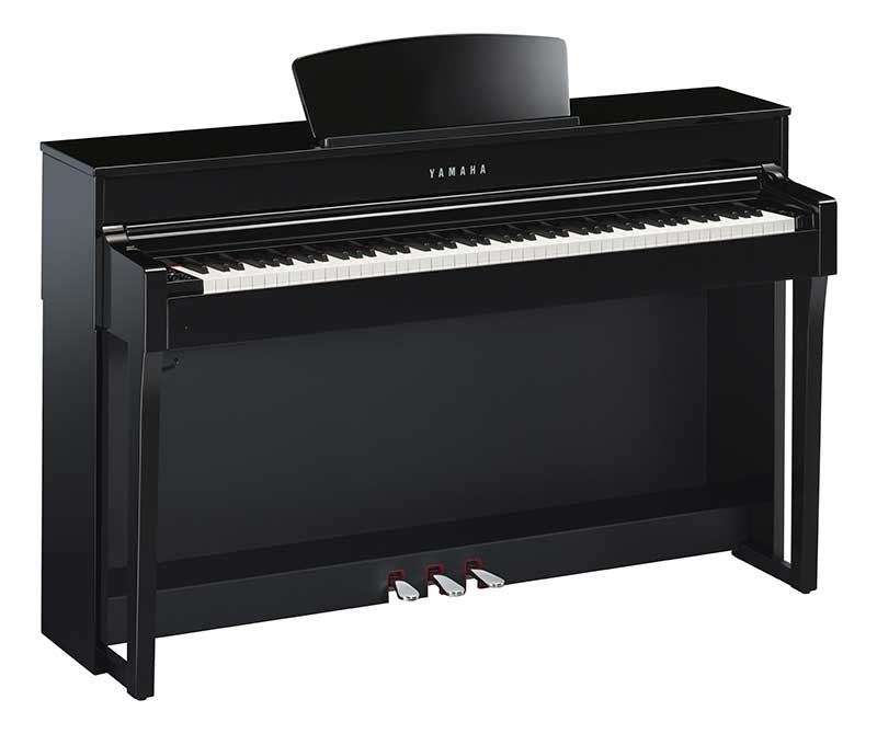 Black upright piano