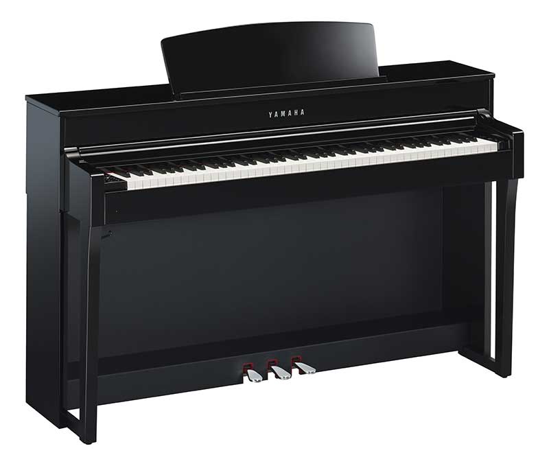 Black upright piano