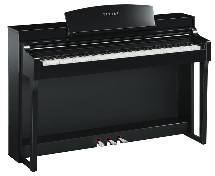 Black upright piano
