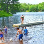 Children playing in river