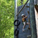 Kid rock climbing